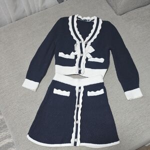 Self-Portrait Navy and White Kids Matching Set